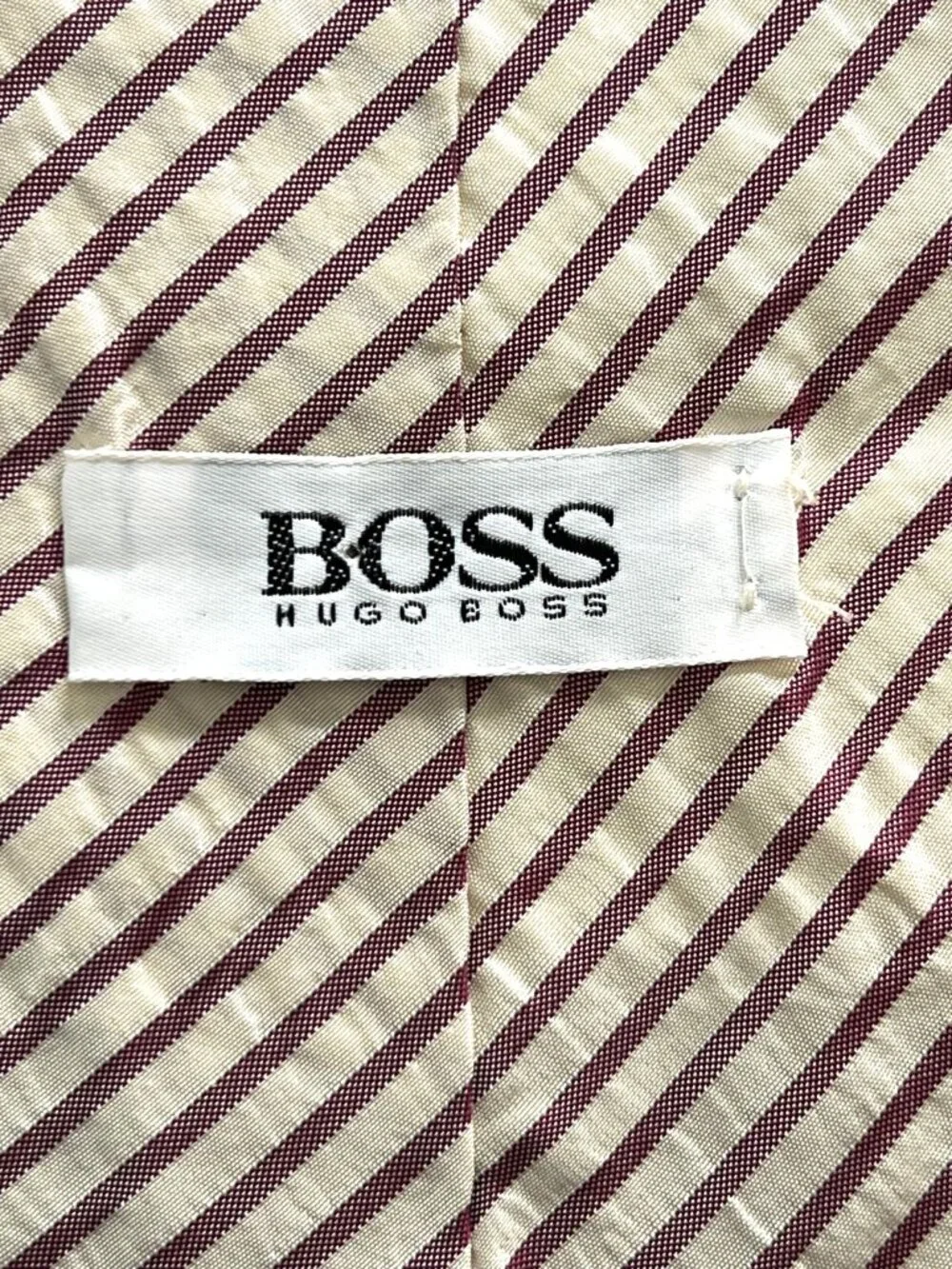 Boss Hugo Boss Ivory Cream & Purple Striped 100% Silk Tie Textured Italy